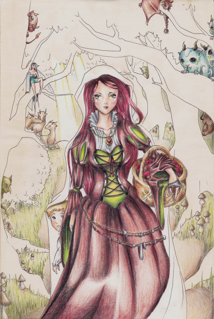 Weg durch den Wald Skizze