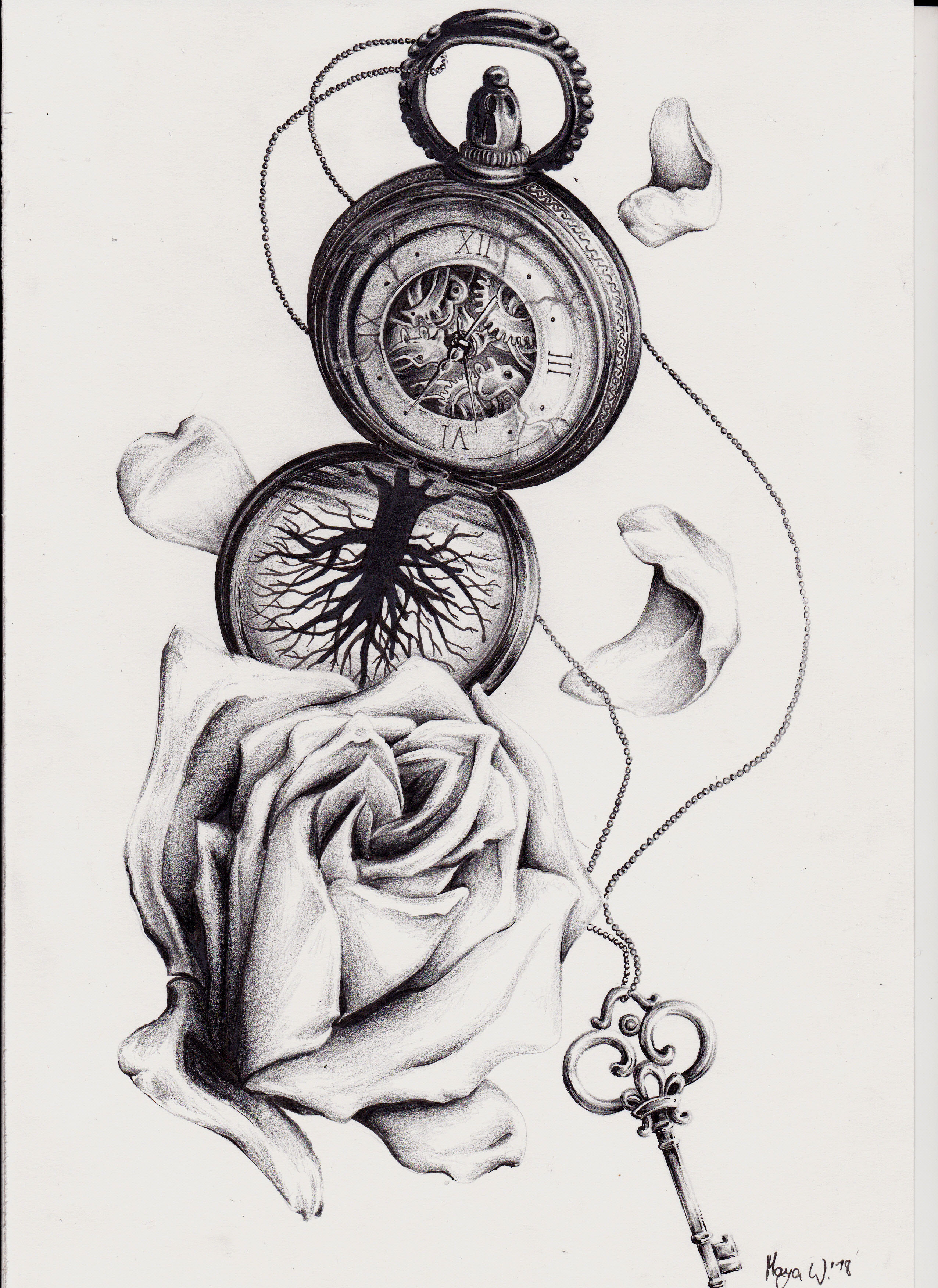 Rose, Schlüssel, Uhr - Entwicklungsprozess 05